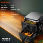 11L Air Fryer Double Stack 5.5L+5.5L Capacity 2800W with Info Display & Touch Panel (3)