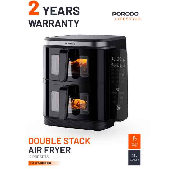 11L Air Fryer Double Stack 5.5L+5.5L Capacity 2800W with Info Display & Touch Panel
