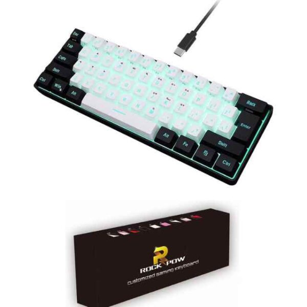 60% Wired Gaming Keyboard, RGB Backlit Ultra-Compact Mini Keyboard, Waterproof Small Compact 61 Keys Keyboard for PC_Mac Gamer, Typist, Travel, Easy to Carry on Business Trip