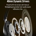 H3 PRO Over Ear Headphones Adaptive ANC, Wired & Wireless Connectivity, 50dB Active Noise Cancellation with Multiple Modes, LDAC Hi-Res Wireless Audio, 55H Playtime, Custom EQ via App - Black (4)