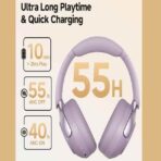 H3 PRO Over Ear Headphones Adaptive ANC, Wired & Wireless Connectivity, 50dB Active Noise Cancellation with Multiple Modes, LDAC Hi-Res Wireless Audio, 55H Playtime, Custom EQ via App - Purple (3)