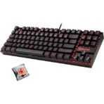K552-2 87 Keys 60% Small TKL Mechanical Gaming Keyboard Black Red Led Backlit