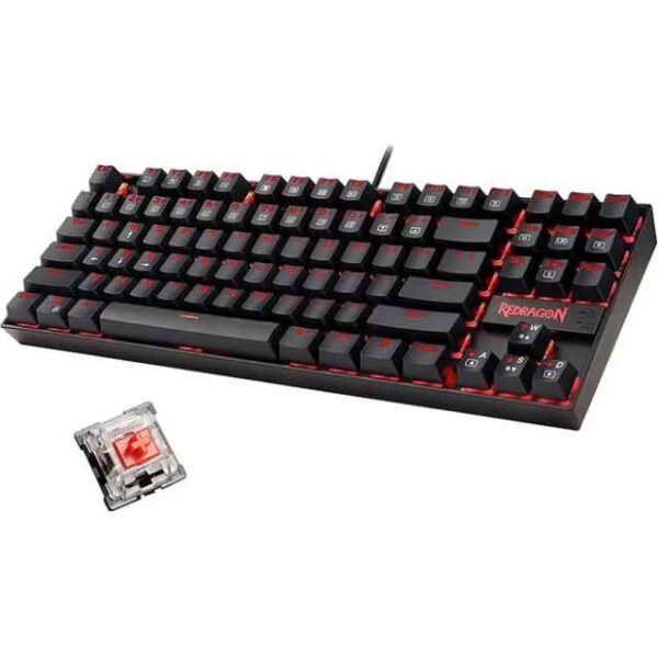 K552-2 87 Keys 60% Small TKL Mechanical Gaming Keyboard Black Red Led Backlit