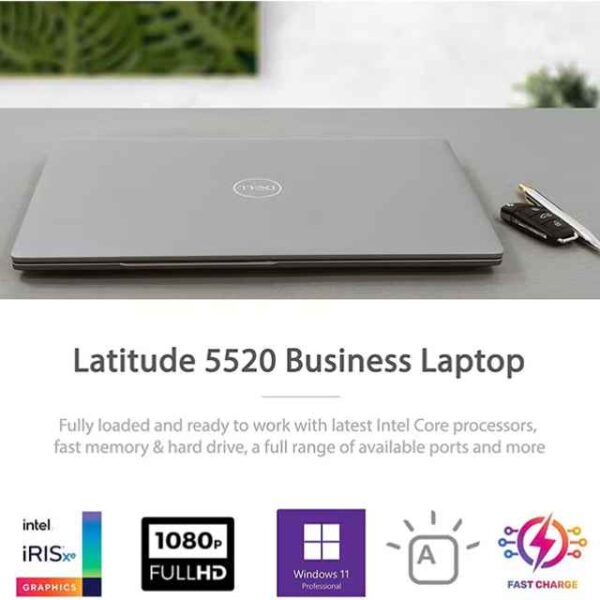 Latitude 5520 Business Laptop With 15.6-Inch FHD Display, Core i5-1145G7 Processor_16GB RAM_1TB SSD_Intel Iris XE Graphics_Windows 11 Pro English_Arabic Silver (2)