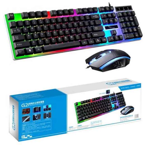 Led Gaming Keyboard With Mouse Set Black