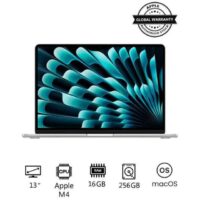 New 2025 MacBook Air MW0W3 13-Inch Display, Apple M4 Chip 10-Core CPU 8-Core GPU Processor_16GB RAM_256GB SSD_macOS English_Arabic Silver
