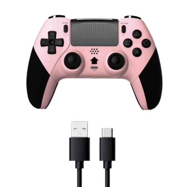 Wireless Controller, Bluetooth Game Controller Compatible with PS4_Slim_Pro_PC, Built-in 800mAh Rechargeable Battery, Dual Vibration, 6-Axis Motion Control, Audio, Turbo (Pink & Black)