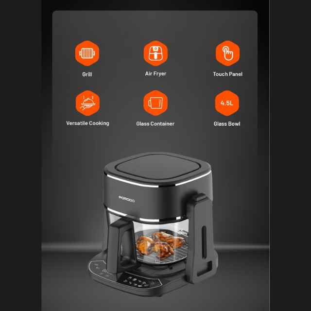 Air Fryer and Electric Grill 2 in 1 Machine with Looking through Basket (2)