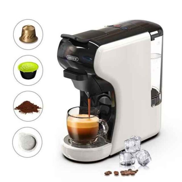 HiBREW Coffee Machine 4in1 Multiple Hot and Cold Brew Capsule Espresso Maker For Nespresso Ground Coffee K cup H1A White
